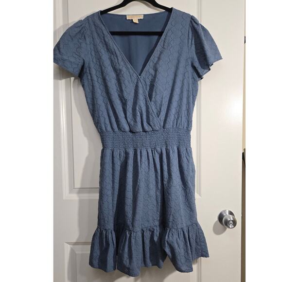 Michael Kors Blue Eyelet Dress - Size Large - Picture 1 of 12